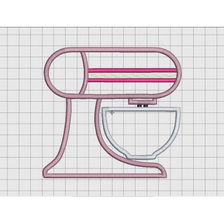 Kitchen Mixer 2 Layer Applique Embroidery Design in 4x4 5x5 and 6x6 Sizes