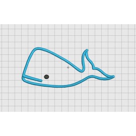 Whale Simple Applique Embroidery Design in 3x3 4x4 and 5x7 Sizes