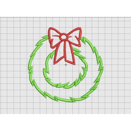 Christmas Wreath and Bow Applique Embroidery Design in 4x4 5x5 and 6x6 Sizes