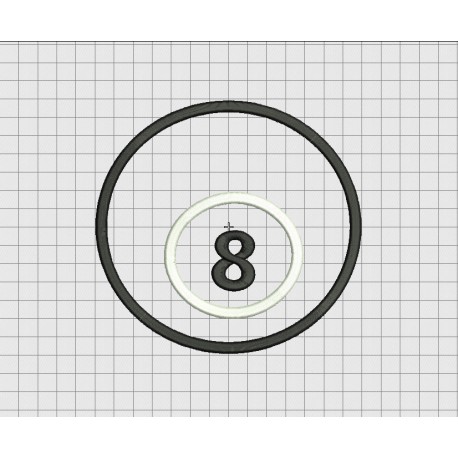 8 Ball Pool Ball Applique Embroidery Design in 3x3 4x4 5x5 6x6 and 7x7 Sizes