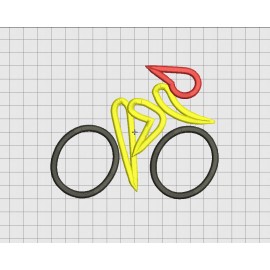 Cycling Bike Applique Embroidery Design in 4x4 and 5x7 Sizes