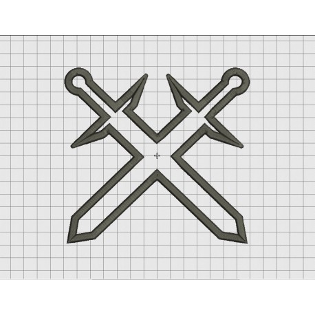 Crossed Swords Applique Embroidery Design in 4x4 5x5 6x6 and 7x7 Sizes
