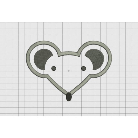 Mouse Rat Face Applique Embroidery Design in 3x3 4x4 and 5x7 Sizes