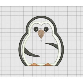 Penguin 2 Layer Applique Embroidery Design in 3x3 4x4 5x5 and 6x6 Sizes