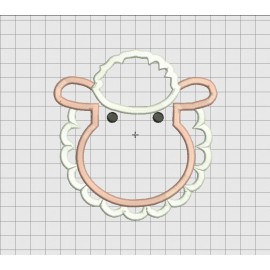 Sheep Face Applique Embroidery Design in 3x3 4x4 5x5 and 6x6 Sizes