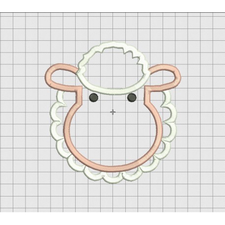 Sheep Face Applique Embroidery Design in 3x3 4x4 5x5 and 6x6 Sizes