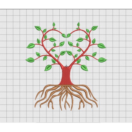 Tree Heart and Roots Embroidery Design in 4x4 5x5 6x6 and 7x7 Sizes