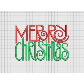 Merry Christmas Simple Script Embroidery Design in 4x4 5x7 and 6x10 Sizes
