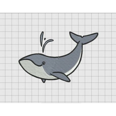Whale Jumping with Spout Embroidery Design in 4x4 5x5 and 6x6 Sizes