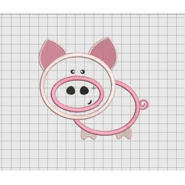 Pig Full Body Applique Embroidery Design in 4x4 5x5 and 6x6 Sizes