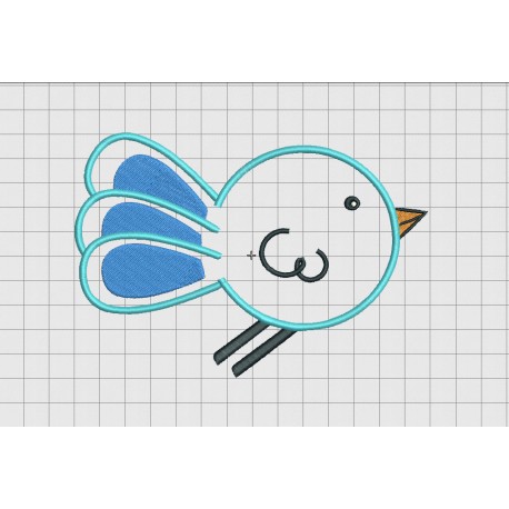 Birdy Tweet 3 Tail Feather Applique Embroidery Design in 3x3 4x4 and 5x7 Sizes
