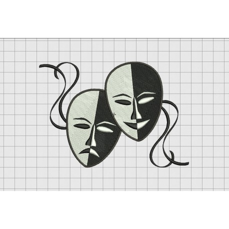 Theatre Mask Embroidery Design in 4x4 and 5x7 Sizes