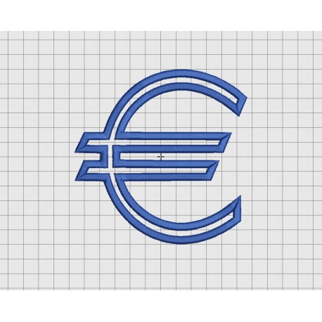 Euro Sign Applique Embroidery Design in 4x4 5x5 and 6x6 Sizes