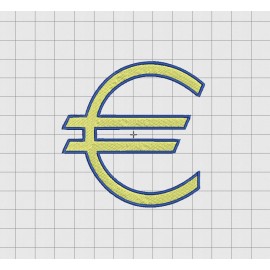 Euro Sign Embroidery Design in 1x1 2x2 3x3 and 4x4 Sizes