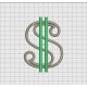 Dollar Sign 2 Stroke Applique Embroidery Design in 3x3 4x4 5x5 and 6x6 Sizes