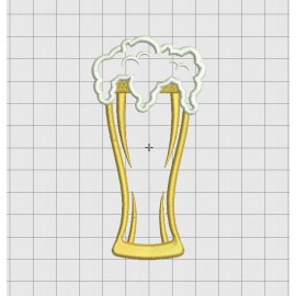 Beer Pint and Foam Applique Embroidery Design in 3x3 4x4 5x5 and 6x6 Sizes
