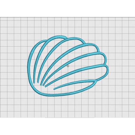 Blue Seashell Applique Embroidery Design in 3x3 4x4 5x5 and 6x6 Sizes
