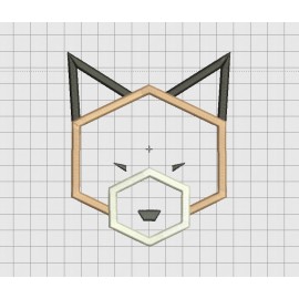 Fox Dog Coyote Polygon Style Applique Embroidery Design in 4x4 5x5 and 6x6 Sizes