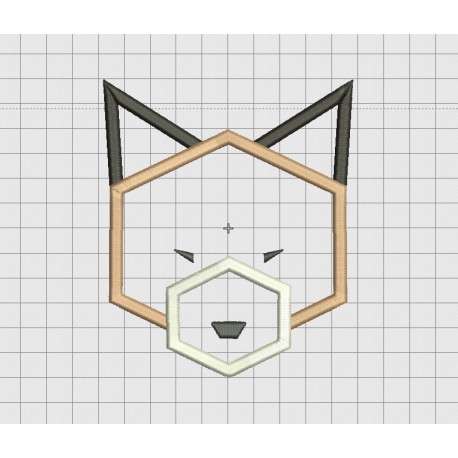 Fox Dog Coyote Polygon Style Applique Embroidery Design in 4x4 5x5 and 6x6 Sizes