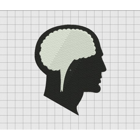 Human Head Brain Cerebrum Fill Stitch Embroidery Design in 3x3 4x4 5x5 and 6x6 Sizes