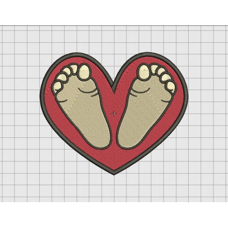 Heart with Feet Embroidery Design in 3x3 4x4 5x5 and 6x6 Sizes