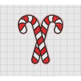 Candy Cane Christmas Felt Embroidery Design in 2 inch 2.5" 3 inch and 4" Sizes
