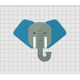 Elephant Head with Tusk Embroidery Design in 3x3 4x4 5x5 and 6x6 Sizes