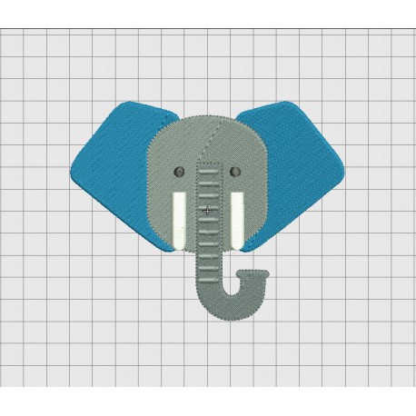 Elephant Head with Tusk Embroidery Design in 3x3 4x4 5x5 and 6x6 Sizes