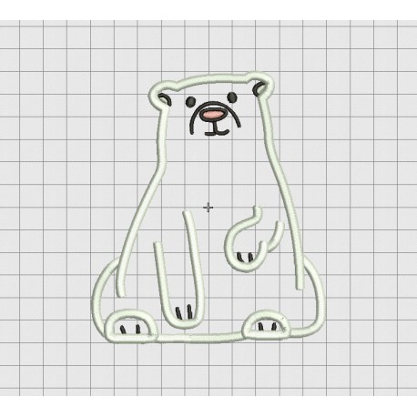 Polar Bear Applique Embroidery Design in 3x3 4x4 5x5 and 6x6 Sizes