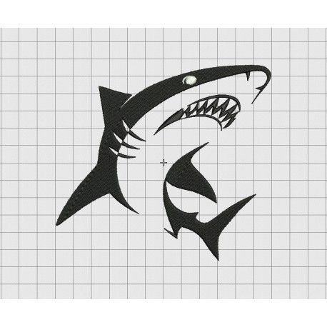 Shark Outline Embroidery Design in 3x3 4x4 5x5 and 6x6 Sizes