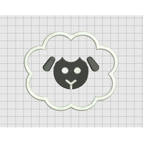 Sheep Fluffy Applique Embroidery Design in 3x3 4x4 5x5 and 6x6 Sizes