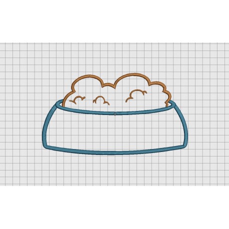 Dog Cat Food Bowl Applique Embroidery Design in 4x4 5x7 and 6x10 Sizes
