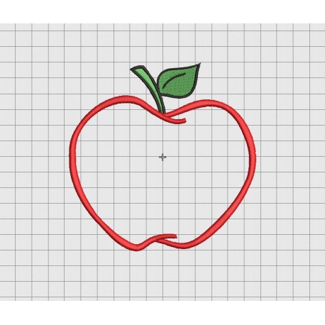 Apple Applique Embroidery Design in 3x3 4x4 5x5 and 6x6 Sizes