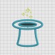 Magician Top Hat Two Layer Applique Embroidery Design in 4x4 5x5 and 6x6 Sizes
