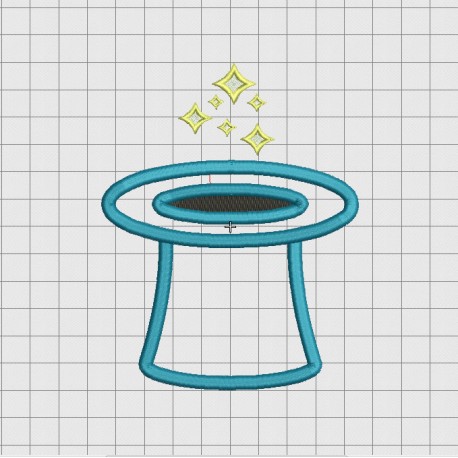 Magician Top Hat Two Layer Applique Embroidery Design in 4x4 5x5 and 6x6 Sizes