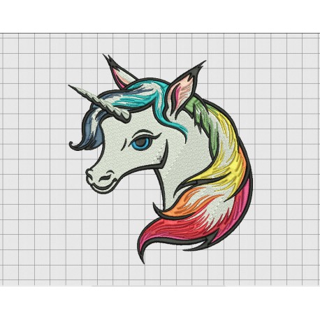 Unicorn Rainbow Mane Embroidery Design in 4x4 5x5 6x6 and 7x7 Sizes