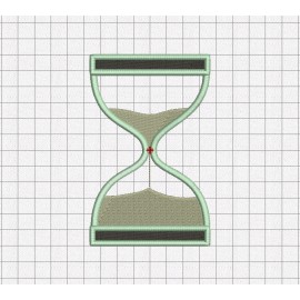 Hourglass Sand Timer Clear Vinyl Applique Embroidery Design in 3x3 4x4 5x5 and 6x6 Sizes