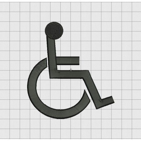 Handicap Disability Symbol Sign Embroidery Design in 1x1 2x2 3x3 4x4 and 5x5 Sizes