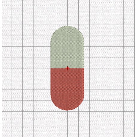 Pill Capsule Fill Stitch Embroidery Design File in Sizes .5", 1", 2x2 3x3 and 4x4