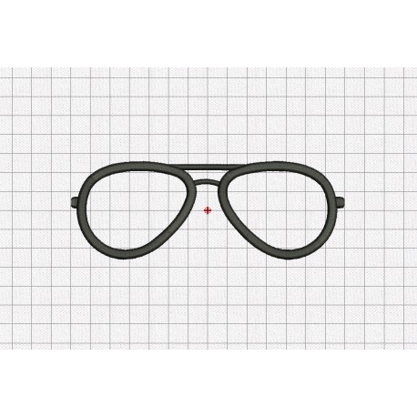 Aviator Style Glasses Applique Embroidery Design in 3x3 4x4 and 5x7 Sizes