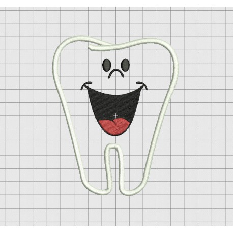 Tooth Smile Applique Embroidery Design in 3x3 4x4 5x5 and 6x6 Sizes