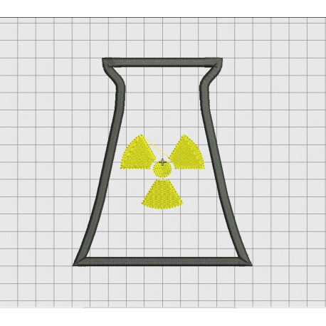 Nuclear Power Plant Chimney Applique Embroidery Design in 3x3 4x4 5x5 and 6x6 Sizes