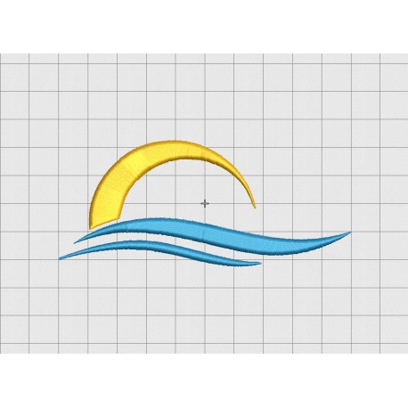 Sun and Waves Embroidery Design in 3x3 4x4 and 5x5 Sizes