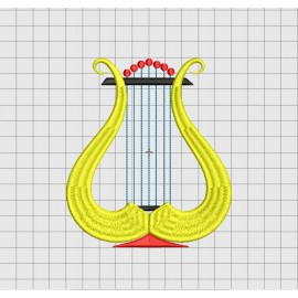 Lyre String Instrument Embroidery Design in 3x3 4x4 5x5 and 6x6 Sizes