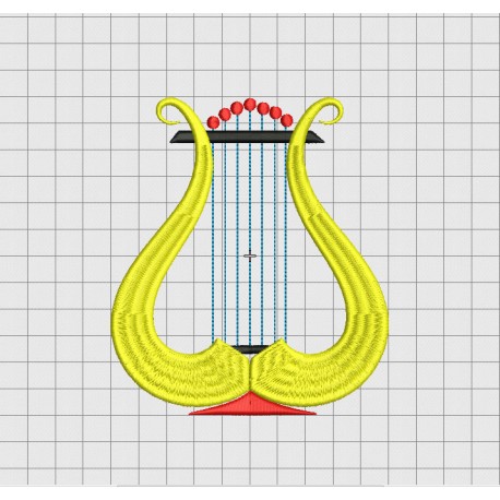 Lyre String Instrument Embroidery Design in 3x3 4x4 5x5 and 6x6 Sizes