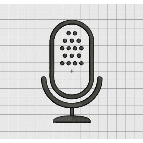 Microphone Applique Embroidery Design in 3x3 4x4 5x5 and 6x6 Sizes