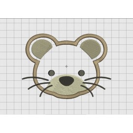 Rat Mouse Face Applique Embroidery Design in 3x3 4x4 5x5 and 6x6 Sizes