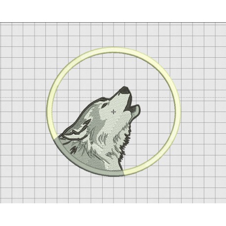 Wolf Howling at the Moon Applique Embroidery Design in 4x4 5x5 6x6 and 7x7 Sizes