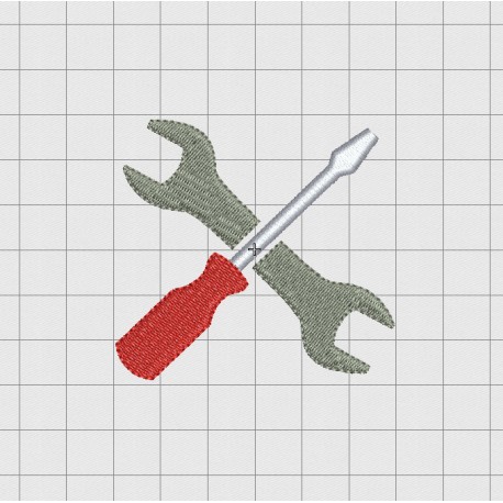 Wrench and Screwdriver Mini Embroidery Design in 1x1 2x2 3x3 and 4x4 inch Sizes