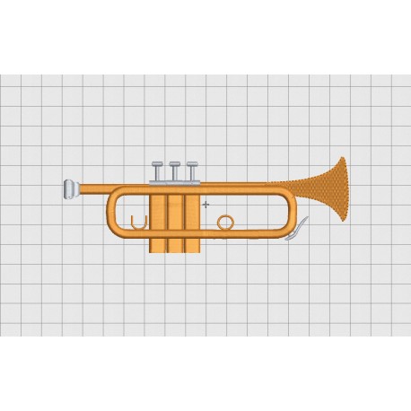Trumpet Brass Instrument Embroidery Design in 3x3 4x4 and 5x7 inch Sizes